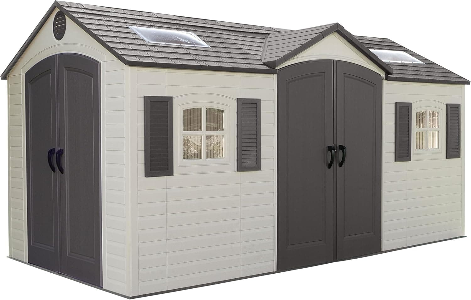 Amazon product: Lifetime 15x8 Ft Dual-Entry Outdoor Storage Shed for backyard studio construction